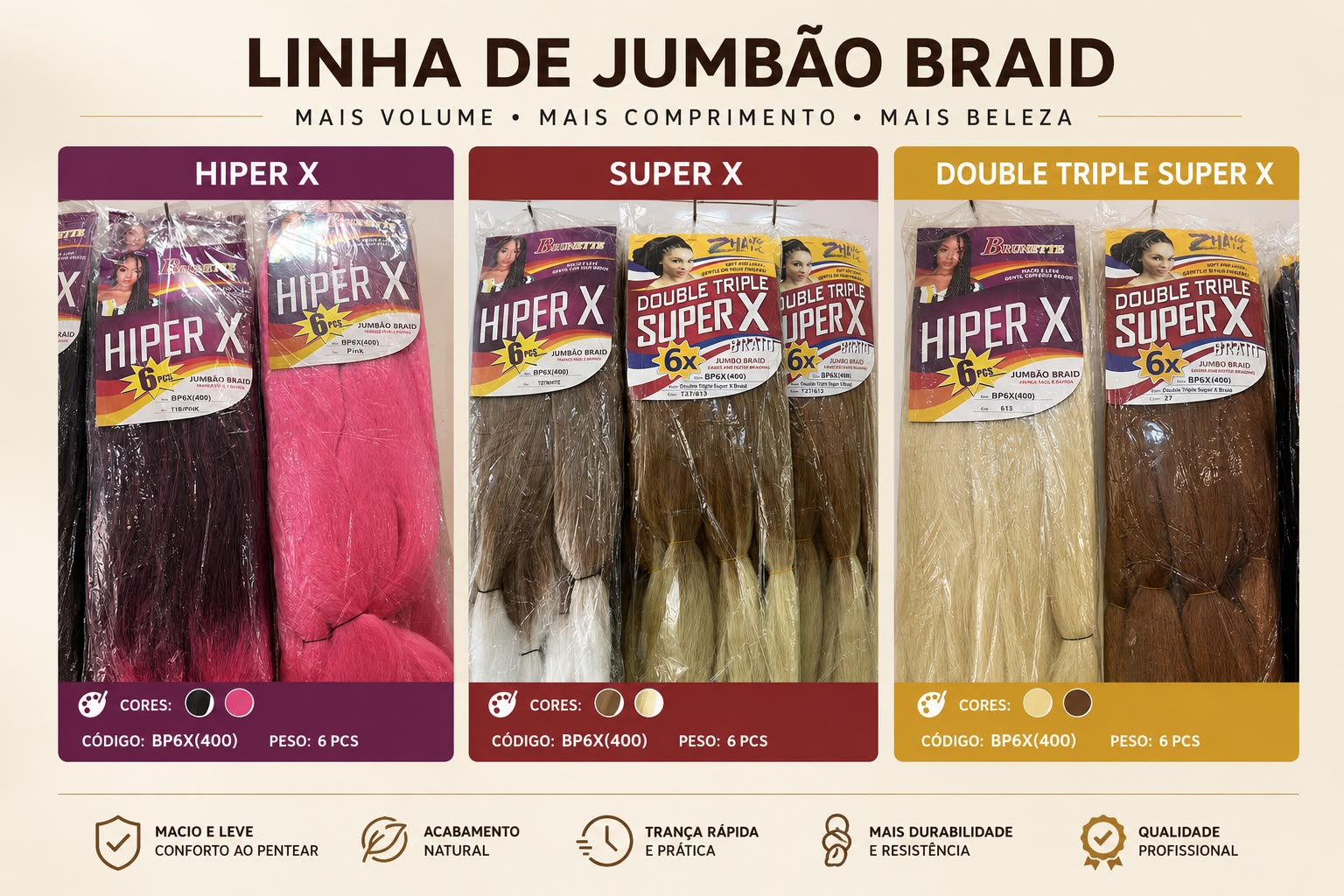 Linha de jumbão braid para tranças