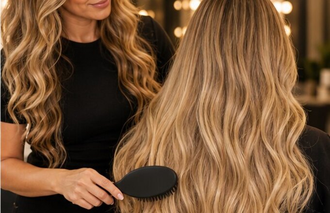 Manutenção de cabelo loiro em salão premium