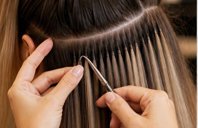 Aplicação de mega hair com técnica delicada